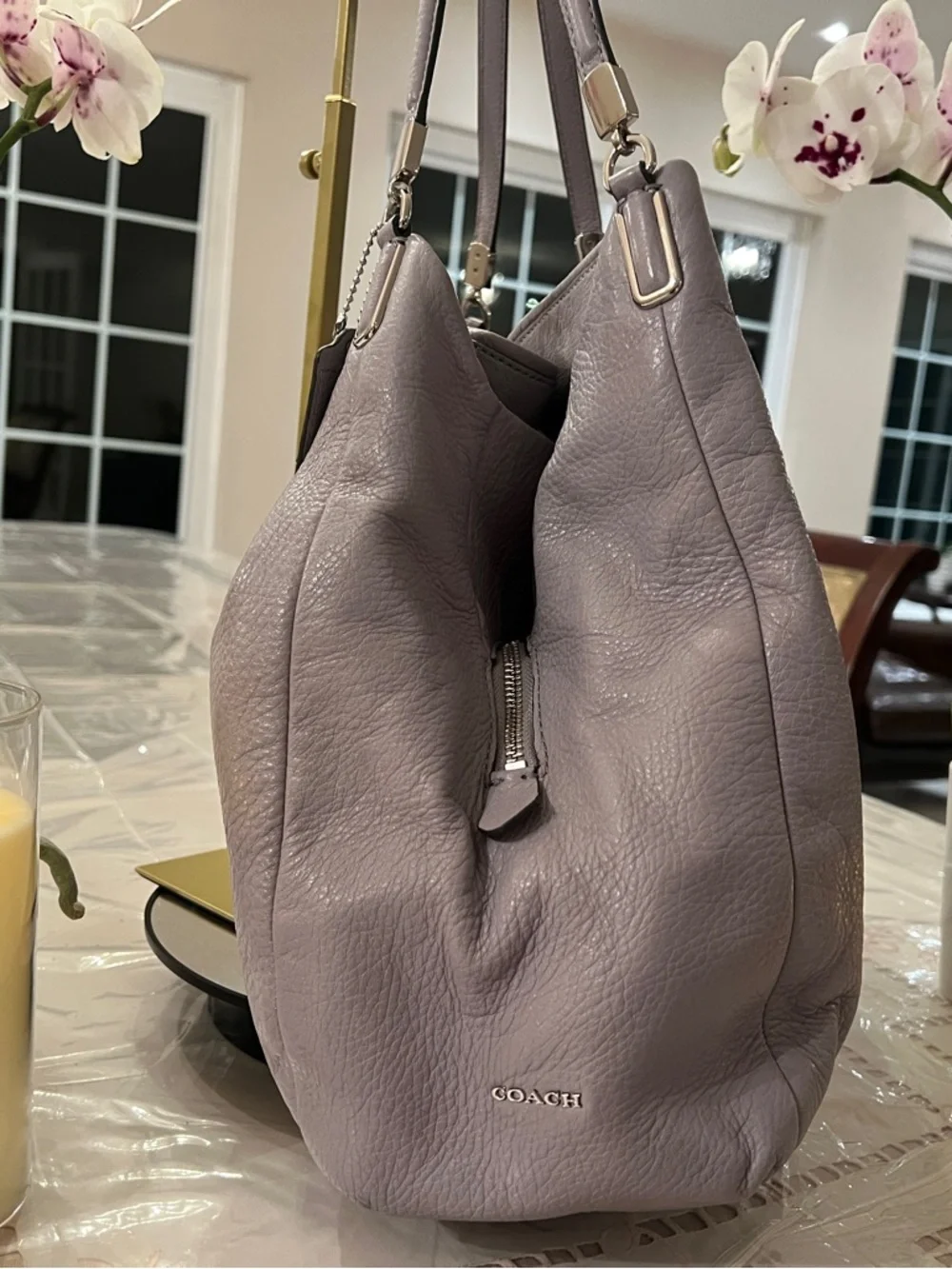 Coach Madison Phoebe Gray Pebbled Leather Hobo Shoulder Bag Luxe Boutique ~ EUC